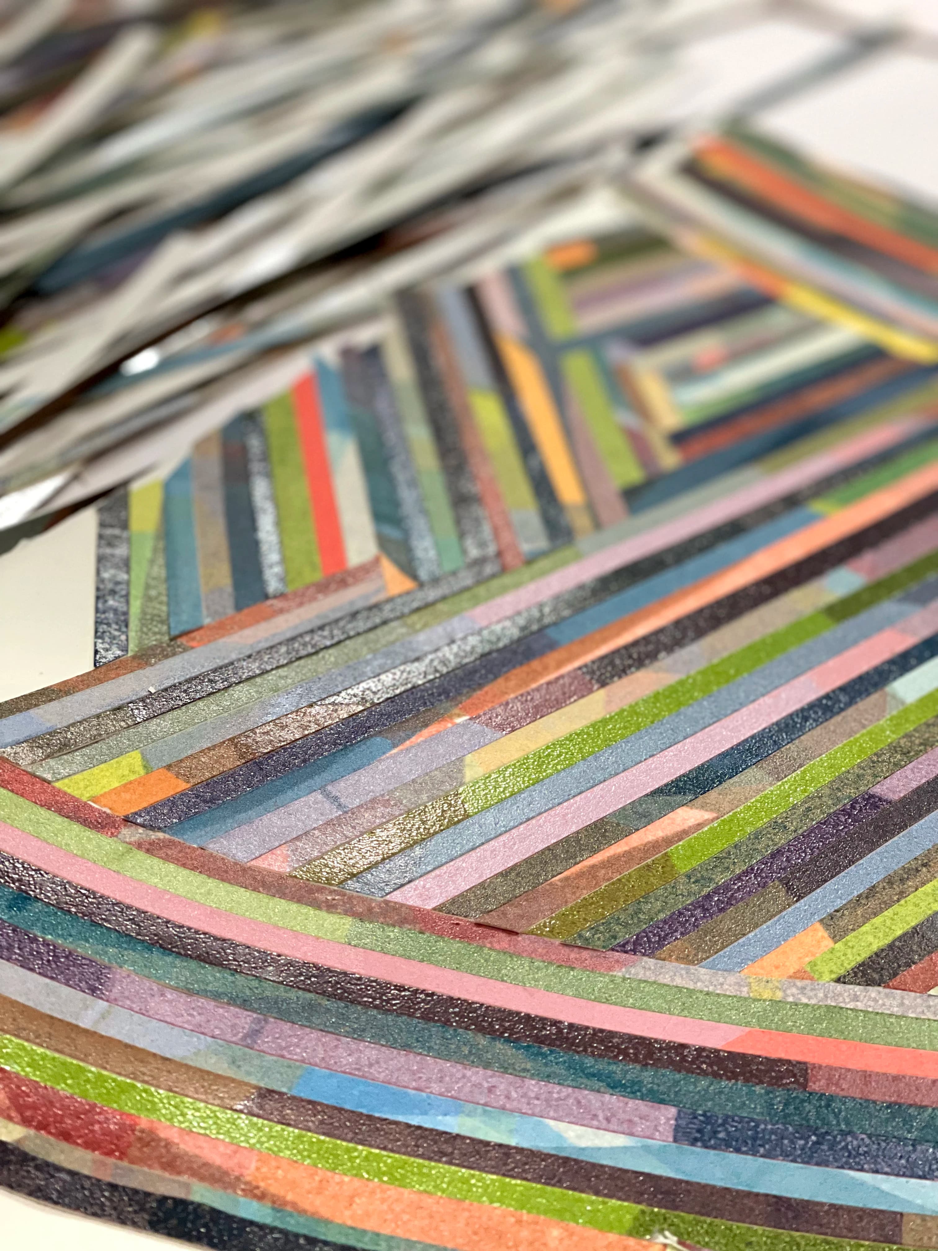 Close-up of colorful strips of paper.