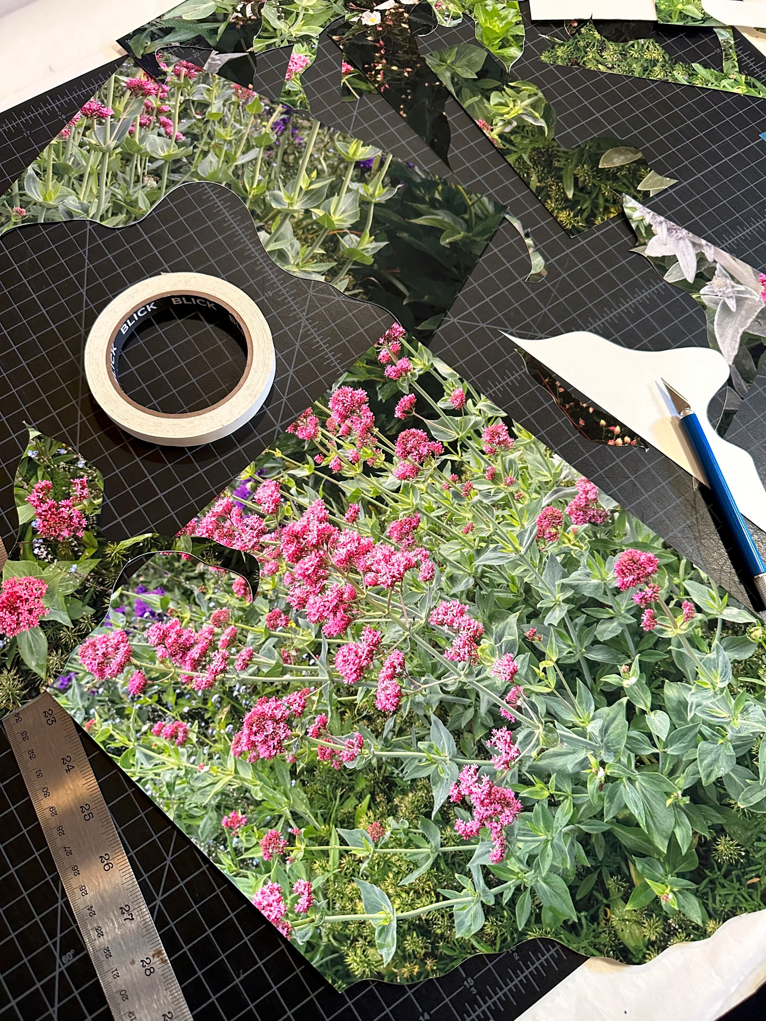 Close-up of floral collage artwork by artist Teresa Christiansen. 